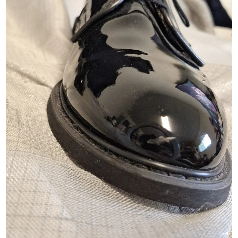 Bates Men's High Gloss Dress Black Shoes Oxford 10 D Patent Leather Shine USA